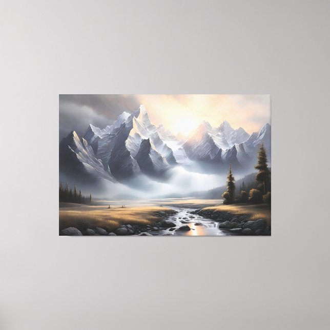 Verzauberte Berglandschaft Whimsikale Zuhause Leinwanddruck (Vorderseite)