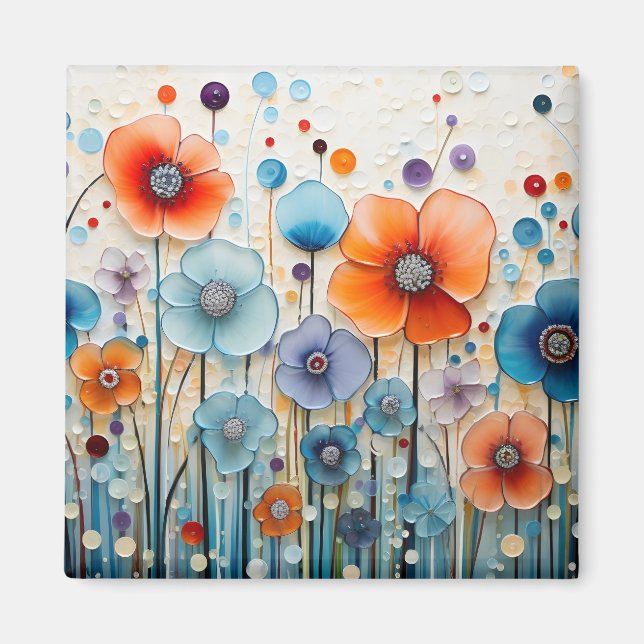 Verzauberte blühende Wiesen-Wildblumen Magnet (Vorne)