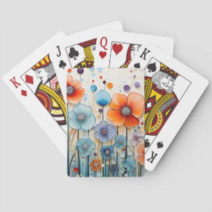 Verzauberte blühende Wiesen-Wildblumen Spielkarten