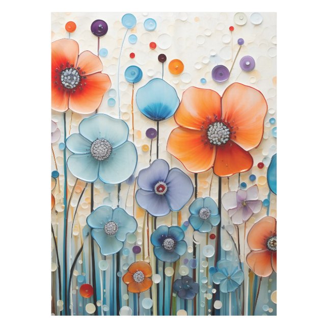 Verzauberte blühende Wiesen-Wildblumen Tischdecke (Vorderseite)