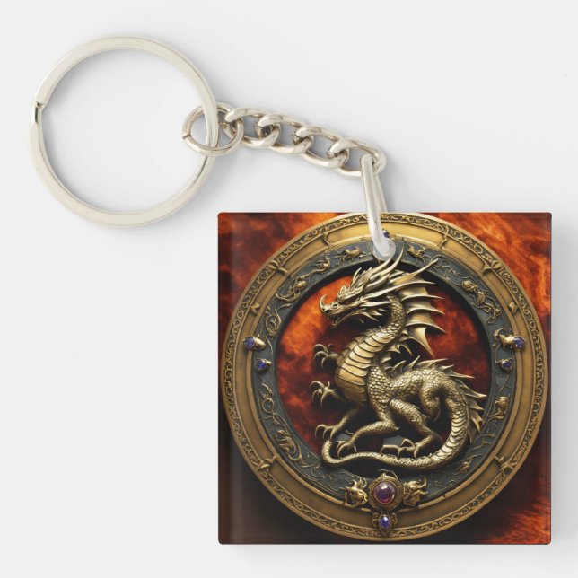 Verzauberte Drachen-Schlüsselanhänger Schlüsselanhänger (Vorderseite)