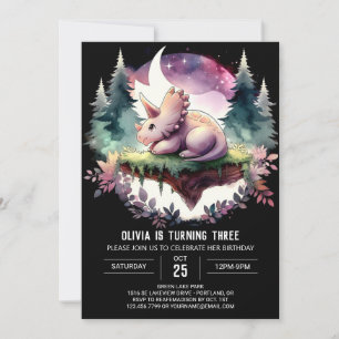 Verzauberte, druckbare Triceratops Geburtstag Einladung