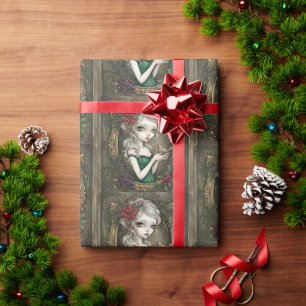 Verzauberte dunkle Feen-Winterfeier Geschenkpapier