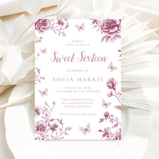 Verzauberte Dusty Rose Sweet 16 Birthday Einladung
