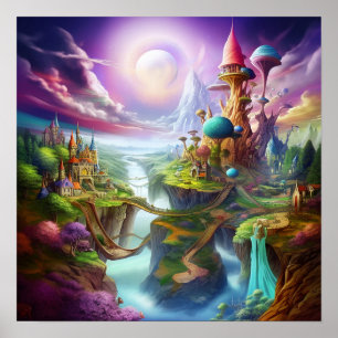 Verzauberte Fantasie Farbige Magische Whimsische L Poster