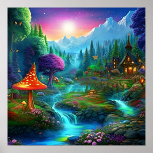Verzauberte Fantasie Farbige Magische Whimsische L Poster