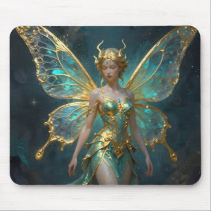 Verzauberte Fee in Gold und Türkis Mousepad