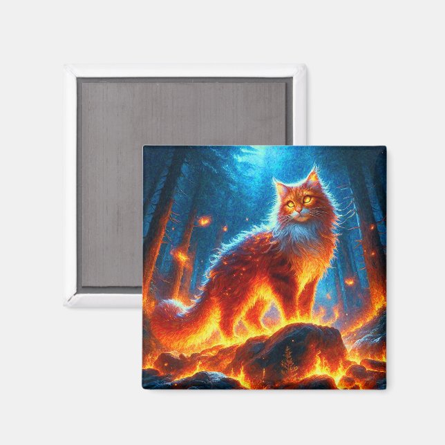 Verzauberte Feuerfeline Magnet (Vorderseite/Rückseite)