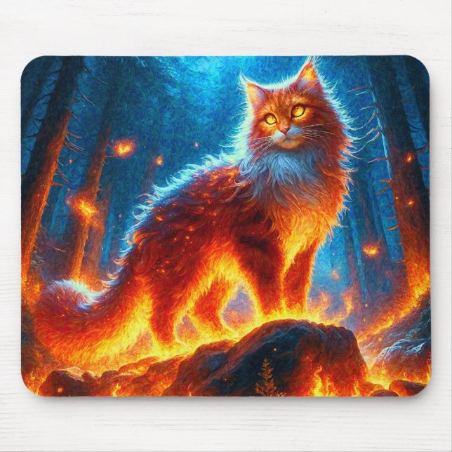 Verzauberte Feuerfeline Mousepad (Vorne)