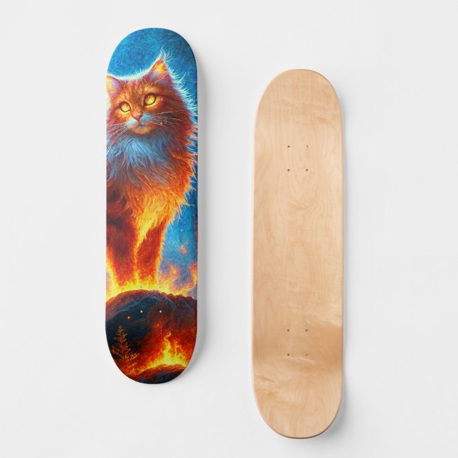 Verzauberte Feuerfeline Skateboard (Vorderseite)