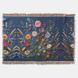 Verzauberte Flora bestickte Wildblume Wiese Decke