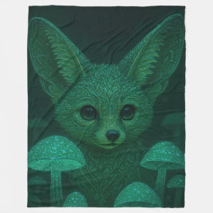 Verzauberte Fox & Biolumineszente Pilze Fairycore Fleecedecke