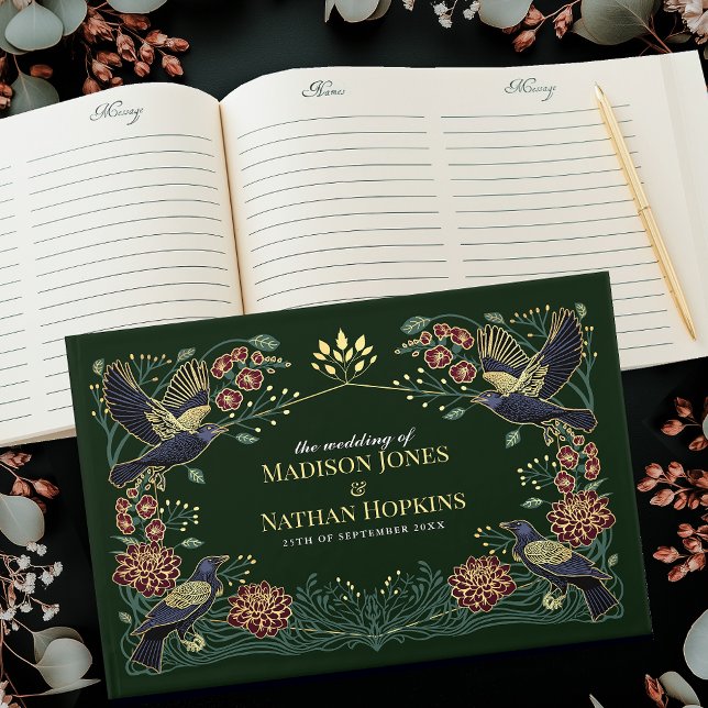 Verzauberte Gothic Raven Dahlia Snapdragon Wedding Gästebuch (Von Creator hochgeladen)