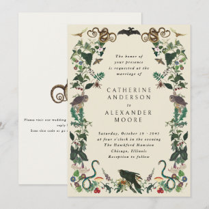 Verzauberte gothische botanische Rahmen Hochzeit Einladung