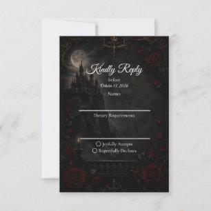 Verzauberte gothische Mondlicht-Romanze-Hochzeit RSVP Karte