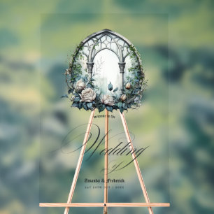 Verzauberte gotische Hochzeit mit Burgfenstern Acrylschild