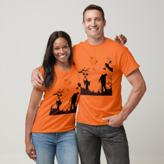Verzauberte Halloween-Nacht orange T-Shirt
