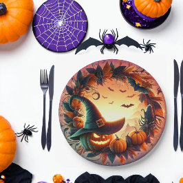 Verzauberte Halloween-Nachtpapiere-Teller Pappteller