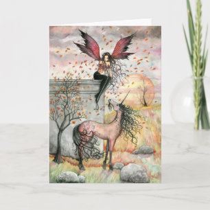 Verzauberte Herbst Feen Einhorn Karte