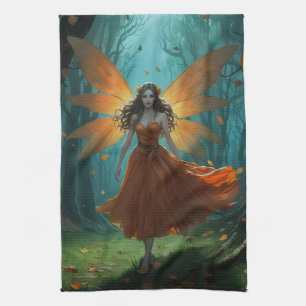 Verzauberte Herbstfee Erntedankfest Fantasy Kunst Geschirrtuch