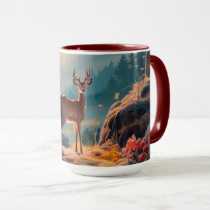 Verzauberte Herbsthirschwald-Szene Gestaltung Tasse