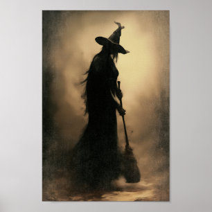 Verzauberte Hexe - Dunkle Silhouette im Foggy Fore Poster