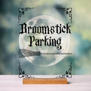 Verzauberte Hexen-Vollmond-Besenstiel-Parkplatz Acrylschild