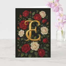 Verzauberte Kletterrosen Anfangsbuchstabe „E“ Karte