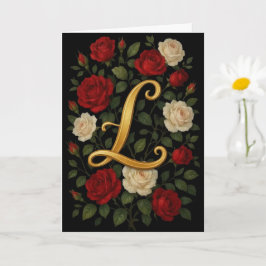 Verzauberte Kletterrosen Anfangsbuchstabe „L“ Karte