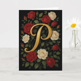 Verzauberte Kletterrosen Anfangsbuchstabe „P“ Karte