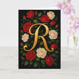 Verzauberte Kletterrosen Anfangsbuchstabe „R“ Karte