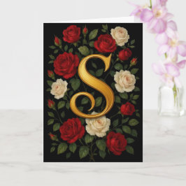 Verzauberte Kletterrosen Anfangsbuchstabe „S“ Karte