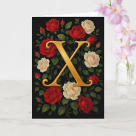 Verzauberte Kletterrosen Initial „X“ Karte