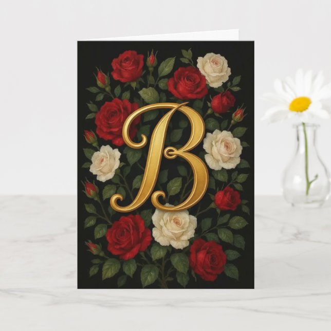 Verzauberte Kletterrosen Initiale „B“ Karte (Kleine Pflanze)