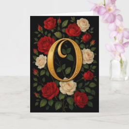 Verzauberte Kletterrosen Initiale „O“ Karte
