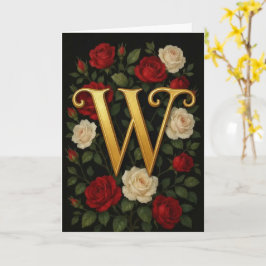 Verzauberte Kletterrosen Initiale „W“ Karte