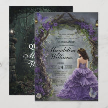 Verzauberte lila Quinceañera-Einladung Märchenhaft