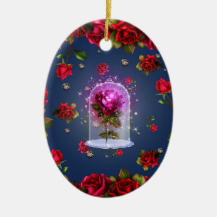 Verzauberte Magische Rote Rosen Schönheit Keramikornament