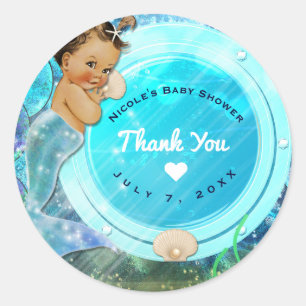 Verzauberte Meerjungfrau Baby Shower Party für Mäd Runder Aufkleber