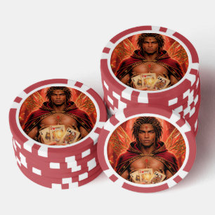 Verzauberte Muse des Decks - Mann in Rot Pokerchips