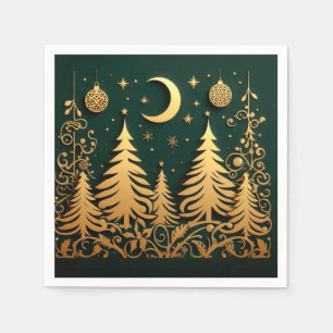 Verzauberte Nacht – Mondbeschienener Weihnachtsbau Serviette