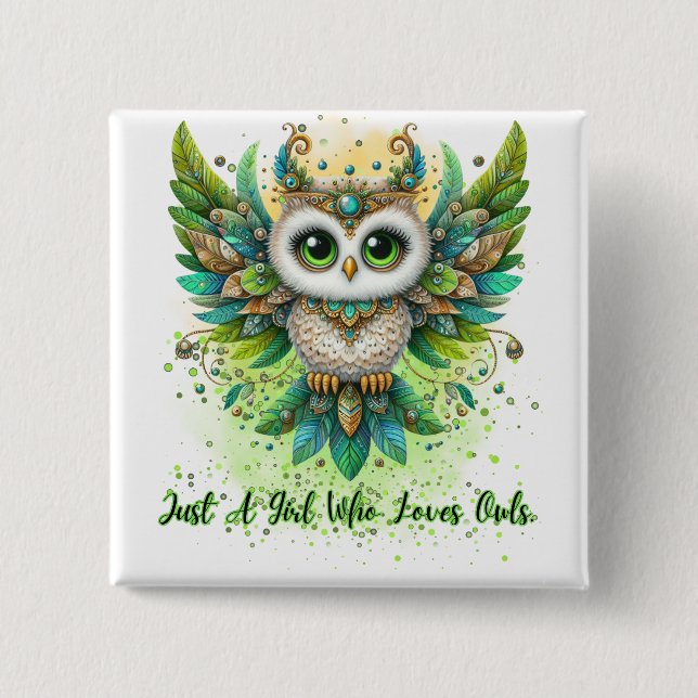 verzauberte Owl Queen Button (Vorderseite)