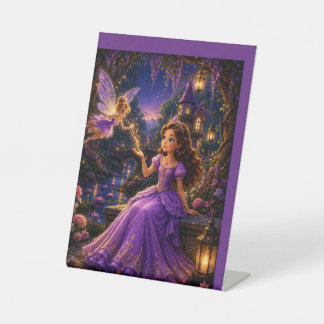 Verzauberte Prinzessin und Feengarten-Schloss-Fant Sockelschild