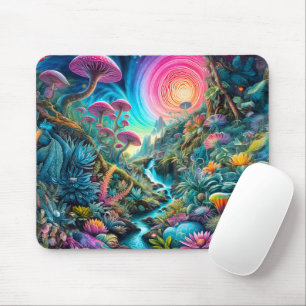 Verzauberte psychedelische Traumlandschaft Mousepad