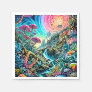 Verzauberte psychedelische Traumlandschaft Serviette