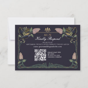 Verzauberte Raben-Lilien-Gotische-Hochzeits-RSVP  RSVP Karte