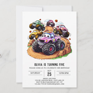 Verzauberte Räder Monster Truck Geburtstag Einladung