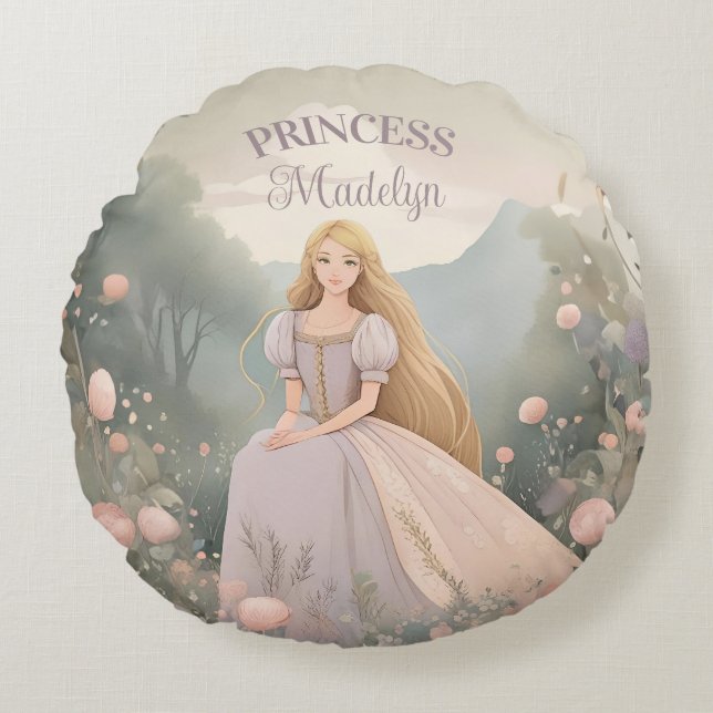 Verzauberte Rapunzel Princess Rundes Kissen (Vorderseite)