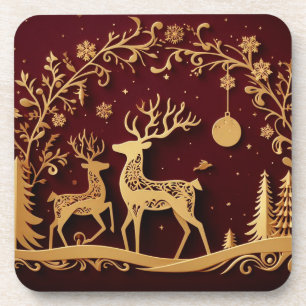 Verzauberte Rentiere – Weihnachtslaune Getränkeuntersetzer