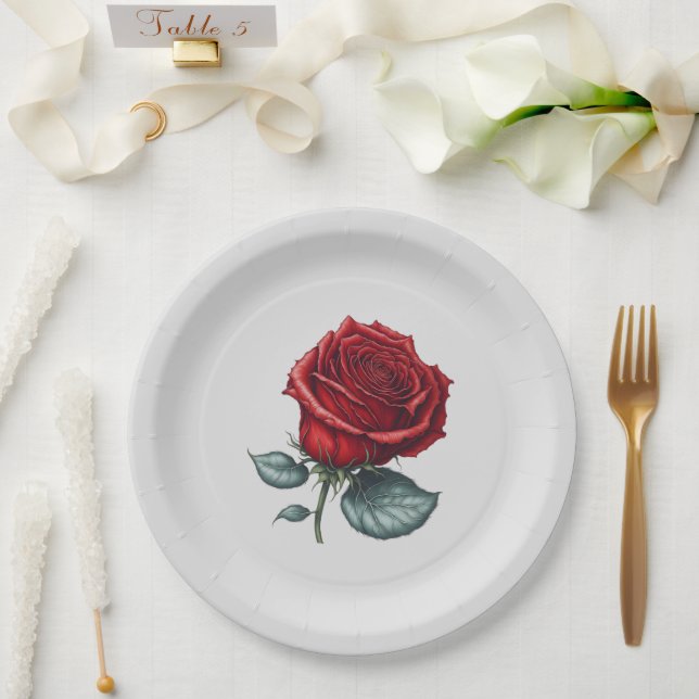 Verzauberte Rose Pappteller (Hochzeit)